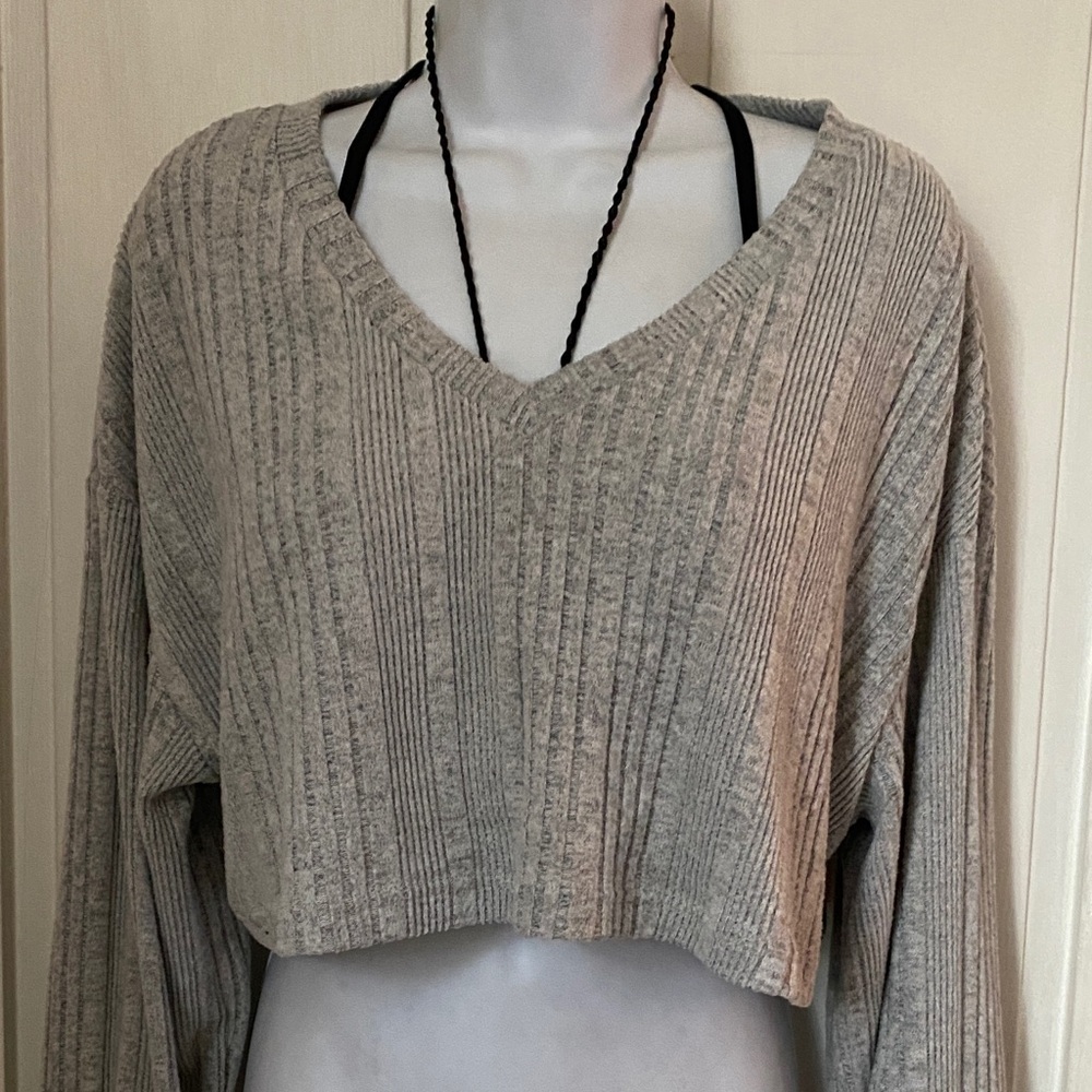 SHEIN Gray Ribbed Knit Sweater